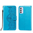 For Samsung Galaxy A82 5G Flower Vine Embossing Pattern Horizontal Flip Leather Case with Card Slot & Holder & Wallet & Lanyard(Blue)