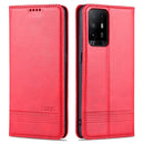 For OPPO A94 5G AZNS Magnetic Calf Texture Horizontal Flip Leather Case with Card Slots & Holder & Wallet(Red)