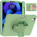 360 Degree Rotation PC + TPU Protective Case with Holder & Hand-strap & Pen Slot For iPad Air (2020) 10.9(Green)