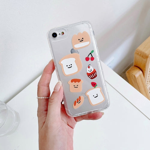 Precise Hole Transparent TPU Protective Case For iPhone SE 2020 / 8 / 7(Bread Cherry Cake)