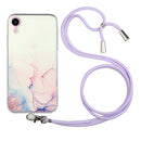 Hollow Marble Pattern TPU Shockproof Protective Case with Neck Strap Rope For iPhone XR(Pink)