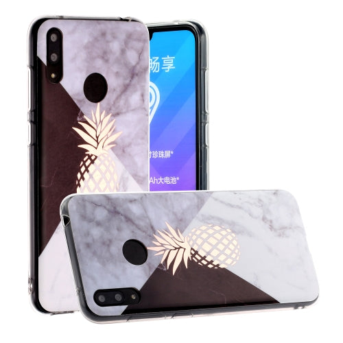 For Huawei Y6 (2019) Hot Stamping Geometric Marble IMD Craft TPU Protective Case(Pineapple)