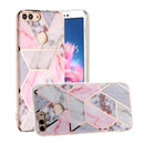 For Huawei P Smart (Enjoy 7S) Hot Stamping Geometric Marble IMD Craft TPU Protective Case(Hexagon)