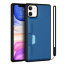 Armor Shockproof TPU + PC Hard Case with Card Slot Holder Funtion For iPhone 11(Black Blue)