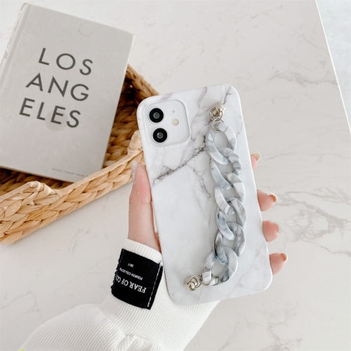 Marble Pattern Shockproof Protective Case with Bracelet For iPhone 11 Pro Max(White)