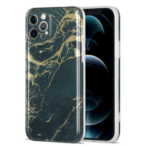Glazed Marble Pattern TPU Shockproof Protective Case For iPhone 11 Pro Max(Dark Green)