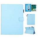 Hair Silky Texture Solid Color Horizontal Flip Leather Case with Holder & Card Slots & Photo Frame & Anti-Skid Strip For iPad 9.7 2018 / 2017(Blue)