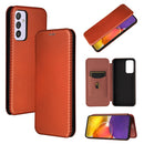 For Samsung Galaxy A82 5G /Quantum 2 Carbon Fiber Texture Magnetic Horizontal Flip TPU + PC + PU Leather Case with Card Slot(Brown)