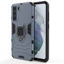 For Samsung Galaxy S21 FE Shockproof PC + TPU Protective Case with Magnetic Ring Holder(Navy Blue)