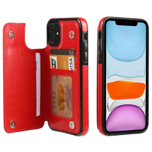 FLOVEME Crazy Horse Texture Horizontal Flip Leather Protective Case with Card Slots & Holder For iPhone 11(Red)