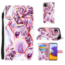 For Samsung Galaxy A22 5G Marble Stitching Horizontal Flip PU Leather Case with Holder & Card Slots & Wallet & Lanyard(Purple)