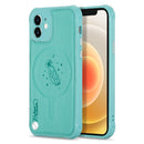 Astronaut Pattern Electroplating Push Button Shockproof TPU Magsafe Case For iPhone 12 Pro(Lake Green)
