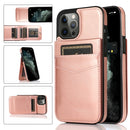 Shockproof Protective Case with Holder & Card Slots For iPhone 12 Pro Max(Rose Gold)