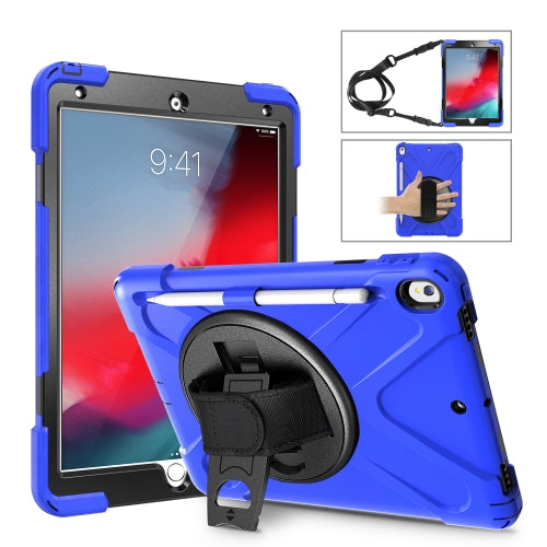 Shockproof Colorful Silicone + PC Protective Case with Holder & Shoulder Strap & Hand Strap & Pen Slot For iPad Pro 10.5(Blue)