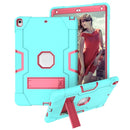 Contrast Color Robot Shockproof Silicone + PC Protective Case with Holder For iPad Pro 10.5 inch (2017) / Air 10.5 (2019)(Mint Green + Rose Red)