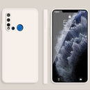 For Huawei nova 5i Solid Color Imitation Liquid Silicone Straight Edge Dropproof Full Coverage Protective Case(White)