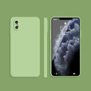 Solid Color Imitation Liquid Silicone Straight Edge Dropproof Full Coverage Protective Case For iPhone X / XS(Matcha Green)