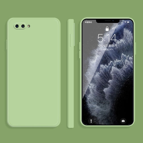For OPPO A5 / A3s Solid Color Imitation Liquid Silicone Straight Edge Dropproof Full Coverage Protective Case(Matcha Green)