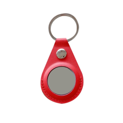 Anti-scratch Imitation PU Shockproof Protective Cover Case with Keychain Ring Loop For AirTag(Red)