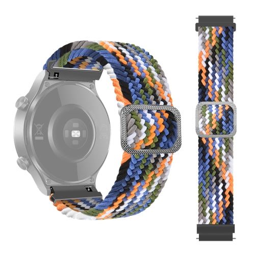 For Samsung Galaxy Watch Active2 40mm Adjustable Nylon Braided Elasticity Replacement Strap Watchband(Colorful Denim)