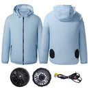 Outdoor Cooling Sun Protection Work Clothes with Fan, Size:L(Light Blue)