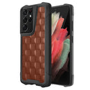 Samsung Galaxy S21 Ultra 5G 3D Embossed PU + PC + TPU Skidproof Shockproof Case(Brown)