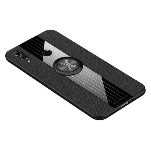 For Huawei Honor 10 Lite XINLI Stitching Cloth Textue Shockproof TPU Protective Case with Ring Holder(Black)
