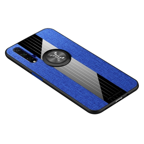 For Huawei Honor 20 XINLI Stitching Cloth Textue Shockproof TPU Protective Case with Ring Holder(Blue)