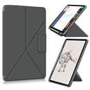 For iPad Pro 12.9 (2021) Cloth Texture Multi-folding Horizontal Flip PU Leather Shockproof Tablet Case with Holder & Sleep / Wake-up Function(Grey)