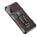 For Samsung Galaxy S21 FE Armor Warrior Shockproof PC + TPU Protective Case(Coffee)