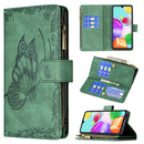 For Samsung Galaxy A41 Flying Butterfly Embossing Pattern Zipper Horizontal Flip Leather Case with Holder & Card Slots & Wallet(Green)