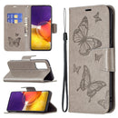 For Samsung Galaxy A82 5G Embossing Two Butterflies Pattern Horizontal Flip PU Leather Case with Holder & Card Slot & Wallet & Lanyard(Gray)
