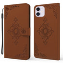 Embossed Fortune Flower Pattern Horizontal Flip Leather Case with Holder & Card Slot & Wallet & Lanyard For iPhone 12 mini(Brown)