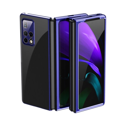 For Huawei Mate X2 Ultra-thin Electroplated Transparent Folding Case(Blue)