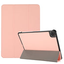 3-folding Skin Texture Horizontal Flip TPU + PU Leather Tablet Case with Holder For iPad Pro 11 2021(Pink)