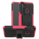 For OPPO Realme 5 Tire Texture TPU + PC Shockproof Case with Holder(Pink)