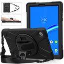 For Lenovo Tab M10 Plus TB-X606F Shockproof Colorful Silicone + PC Protective Case with Holder & Hand Strap & Shoulder Strap(Black)