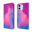 Watercolor Pattern Horizontal Flip Leather Case with Holder & Card Slot & Wallet For iPhone 12 mini(Purple Red)