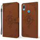 For Huawei Y6 (2019) Embossed Fortune Flower Pattern Horizontal Flip Leather Case with Holder & Card Slot & Wallet & Lanyard(Brown)