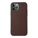 Carbon Fiber Skin PU + PC + TPU Shockprof Protective Case For iPhone 11 Pro(Brown)