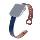 Double Nail Leather Replacement Strap Watchband For Apple Watch Series 7 41mm / 6 & SE & 5 & 4 40mm / 3 & 2 & 1 38mm(Blue)