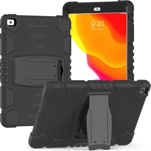 3-Layer Protection Screen Frame + PC + Silicone Shockproof Combination Case with Holder For iPad 10.2 2021 / 2020 / 2019(Black+Black)