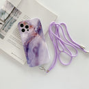 Agate Marble Pattern Protective Case With Lanyard For iPhone 11 Pro(Purple)