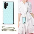 For Huawei P30 Pro Elegant Rhombic Pattern Microfiber Leather +TPU Shockproof Case with Crossbody Strap Chain(Blue)