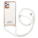 Electroplating TPU Four-Corner Shockproof Protective Case with Lanyard For iPhone 11(White)