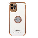 Electroplating Solid Color TPU Four-Corner Shockproof Protective Case with Ring Holder For iPhone 12 Pro Max(Pearl White)