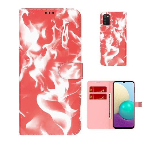 For Samsung Galaxy A02s EU Version Cloud Fog Pattern Horizontal Flip Leather Case with Holder & Card Slot & Wallet(Red)