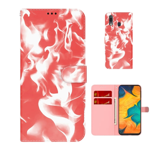 For Samsung Galaxy A20 / A30 Cloud Fog Pattern Horizontal Flip Leather Case with Holder & Card Slot & Wallet(Red)