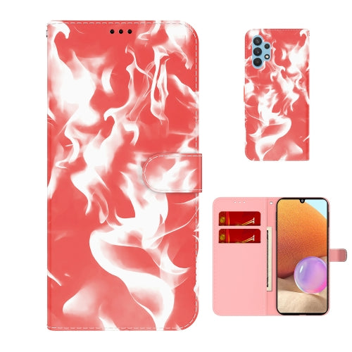 For Samsung Galaxy A32 4G Cloud Fog Pattern Horizontal Flip Leather Case with Holder & Card Slot & Wallet(Red)