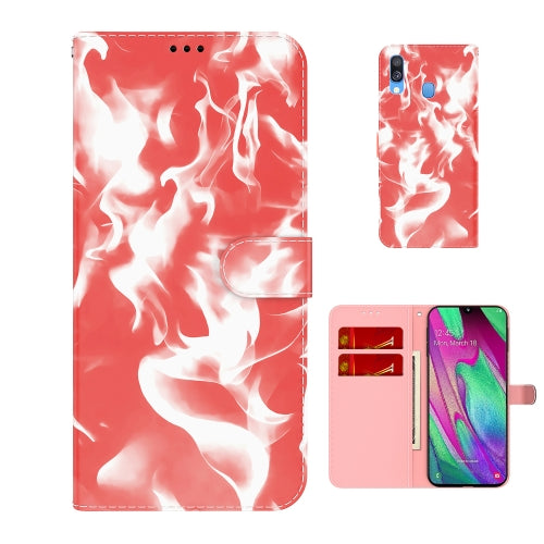 For Samsung Galaxy A40 Cloud Fog Pattern Horizontal Flip Leather Case with Holder & Card Slot & Wallet(Red)
